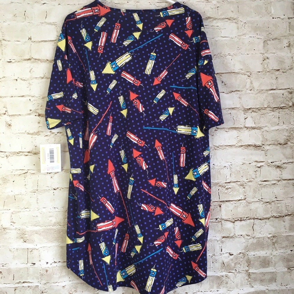 LuLaRoe Women's Size Small Americana 4th of July Fireworks Irma Hi-Low Tunic NWT - Picture 3 of 7